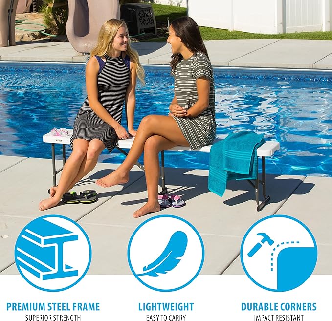 LIFETIME Portable Folding Bench, 6‑Foot Fold‑in‑Half, UV‑Resistant Seat - Image 6