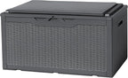 Flamaker Deck Box with Cushion 100 Gallon Waterproof Resin Storage Box with Air by Flamaker