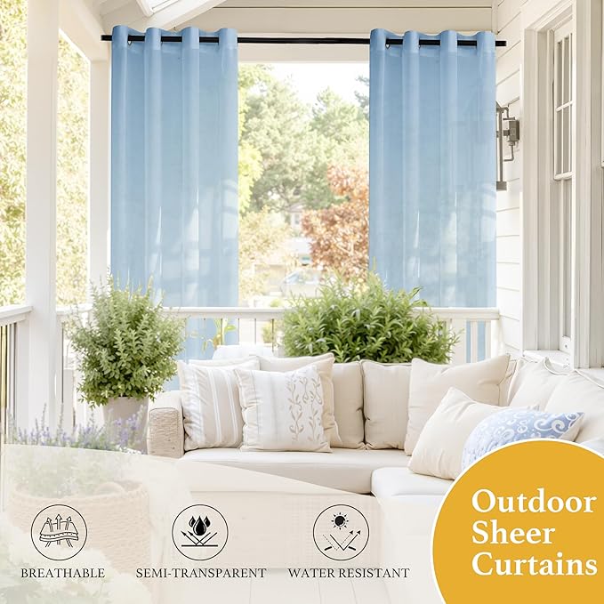 RYB HOME Outdoor Sheer Curtains - Image 3