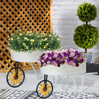 BAYN Metal Wheelbarrow Flower Cart Planter, 2 Packs Plant Stands - Image 2