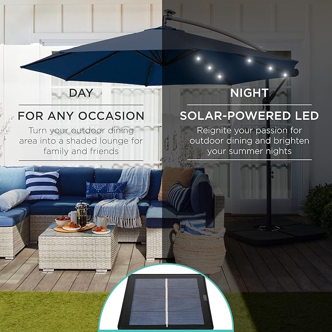 Best Choice Products 10ft Solar LED Offset Cantilever Hanging Market Patio - Image 3