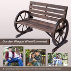 Outsunny 41" Wooden Wagon Wheel Bench, Rustic Outdoor Patio Weather Resistance - Image 7