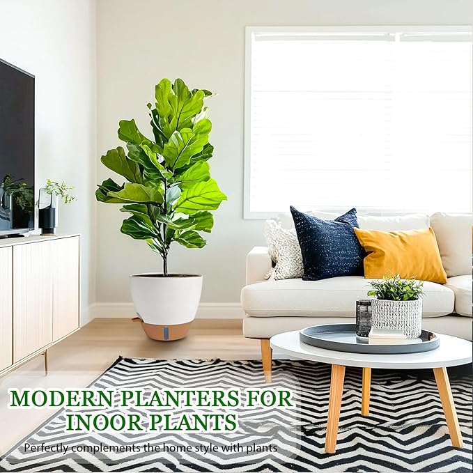2 Pack 10 inch Plant Pots, Plastic Self Watering Planters - Image 2