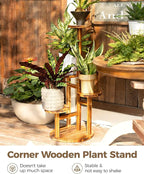 Bamworld Plant Stand Indoor Plant Shelf 4 Tier Wood Plant Stand - Image 5