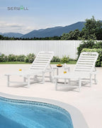 SERWALL Outdoor Chaise Lounge Set of 8, HDPE Pool Lounge Chairs - Image 8
