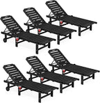 SERWALL Outdoor Chaise Lounge Set of 6, HDPE Pool Lounge Chair by SERWALL