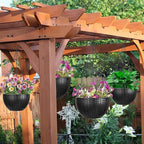 Foraineam 4 Pack Black Hanging Planters, 8.2 inch Hanging Flower Basket Planter - Image 5