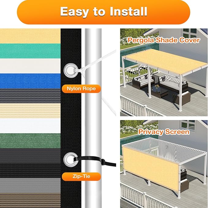 Artpuch Outdoor Pergola Shade Cover 8x12 FT Sun Shade Cloth - Image 5
