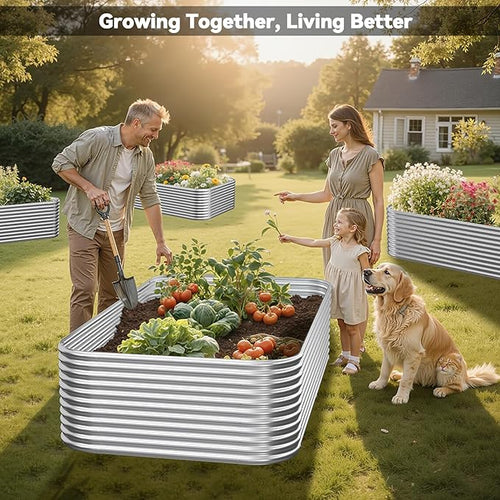 2 Pack Tall 6x3FT Raised Beds for Gardening, Corrugated Galvanized Steel Raised - Image 2