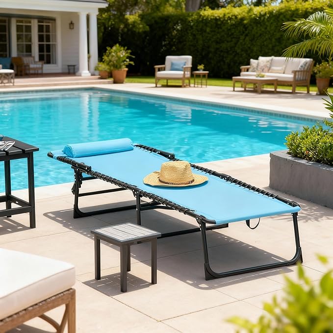 Outsunny Folding Chaise Lounge Chair, Patio Sun Tanning Chair, Outdoor Chaise - Image 7