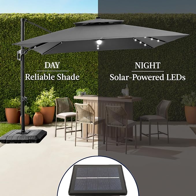 Best Choice Products 9x12ft LED Cantilever Patio Umbrella w/Base Included & - Image 6