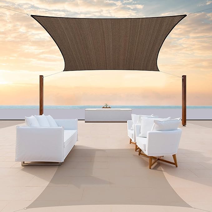 ColourTree TAPR1616 Custom Size 10' x 22' Brown Sun Shade Sail Canopy UV Block by ColourTree