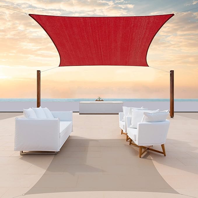 ColourTree TAPR1616 Custom Size 7' x 19' Red Sun Shade Sail Canopy UV Block by ColourTree