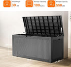 100 Gallon Outdoor Deck Box, Lockable Waterproof Outdoor Storage Boxes - Image 4