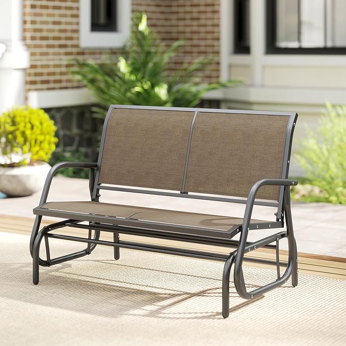 Outsunny 2-Person Outdoor Glider Bench, Patio Double Swing Rocking Chair - Image 8