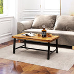 Tangkula Outdoor Acacia Wood Coffee Table, Rectangle Rustic Accent Table - Image 4