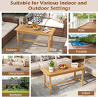 Tangkula 36” Patio Coffee Table, Solid Wood Coffee Table - Image 8