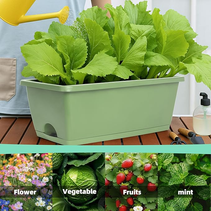 Window Box Planter, 12 Pack Plastic Vegetable Flower Planters Boxes 17 Inches - Image 2