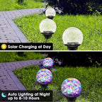 Solar Garden Lights, 4 Pack 120 LED Multicolor Cracked Glass Solar Outdoor - Image 2