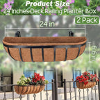ZeeDix 24 Inch Railing Planter Box, 2 Pack Metal Window Boxes - Image 3