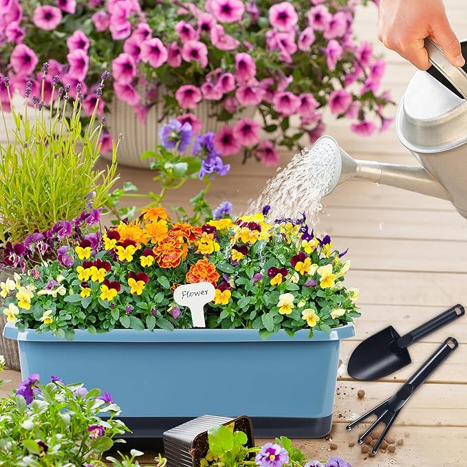 Window Box Planter 6 Pcs, 17 Inches Rectangle Flower Pots - Image 5
