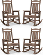 SERWALL HDPE Outdoor Rocking Chair Set of 4, Patio Rocking Chairs, All-Weather by SERWALL