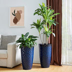 Glitzhome 23.75" H Oversized Tall Planter, Modern Set of 2 Honeycomb Textured - Image 4