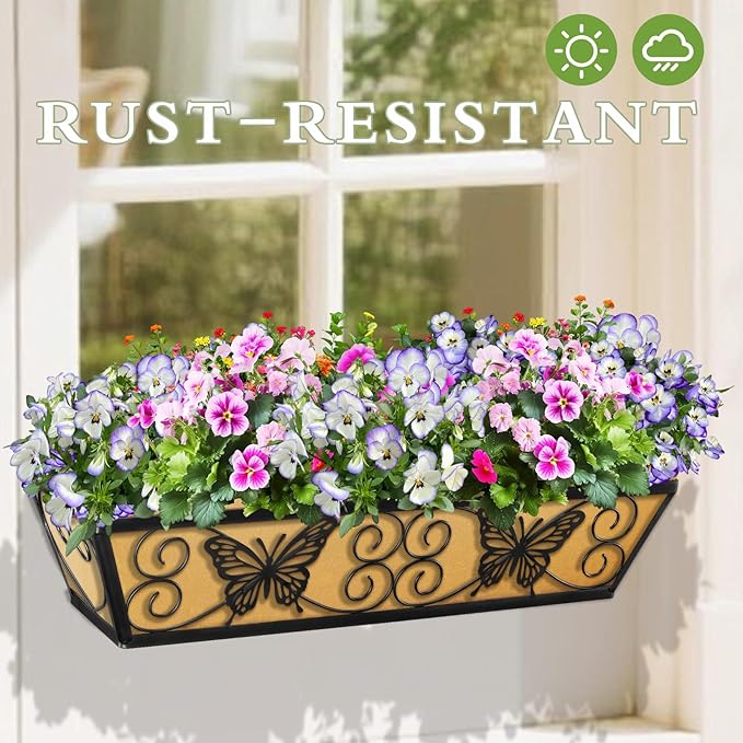 4 Pack 24 Inch Window Boxes Planters Railing Planter Box - Image 6