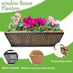 4 Pack 24" Railing Planter Window Box Deck Balcony Rail Planter Black Metal - Image 5