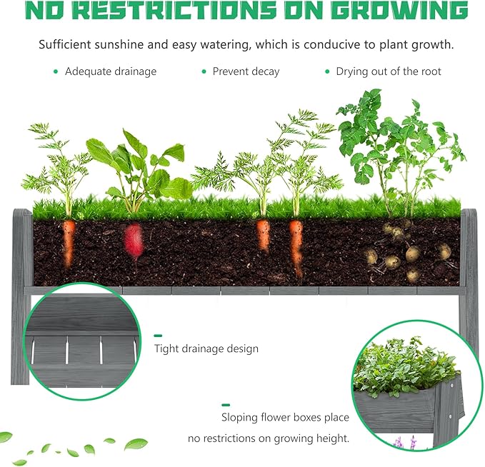 DoCred Vertical Wooden Raised Garden Bed, 5 Tier Garden Planters Freestanding - Image 6