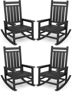 SERWALL Oversized Outdoor Rocking Chair Set of 4, HDPE Rocker by SERWALL