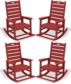 SERWALL Outdoor Rocking Chair Set of 4, Oversized HDPE Patio Rocking Chair by SERWALL