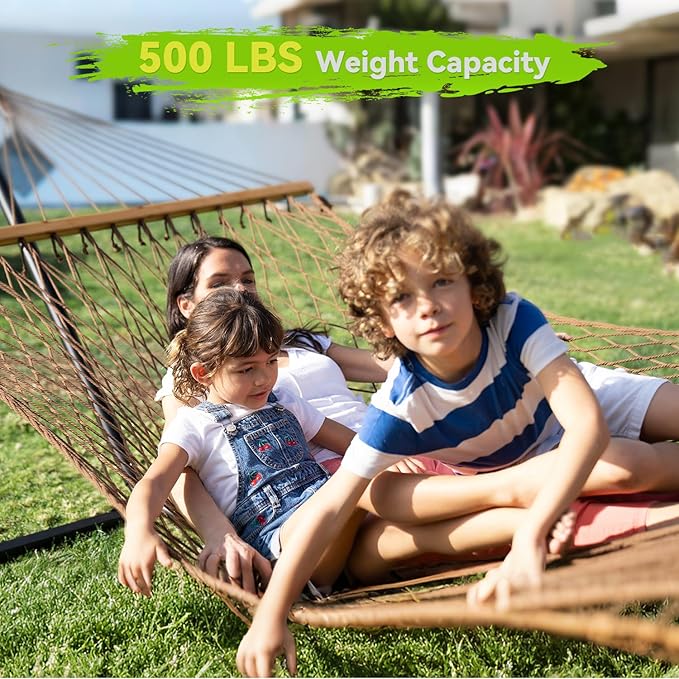 Double Hammock for 2 Person, Handwoven Rope Hammock - Image 2