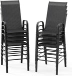 VINGLI Outdoor Bar Chairs Set of 8 – Stackable Outdoor Bar Stools by VINGLI