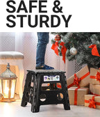 Delxo Folding Step Stool, 13 inch Non-Slip Foldable Stools Up to 300 LBS - Image 5