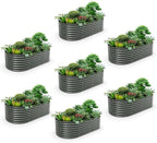 A ANLEOLIFE 7-Set 8X4X2 ft Galvanized Raised Garden Bed Kit, Oval Metal Deep by AAnleolife