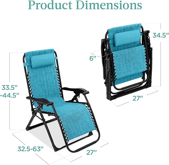 Best Choice Products Oversized Zero Gravity Chair, Folding Outdoor Patio - Image 2