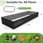 12x4x1.5FT Galvanized Raised Garden Bed, Vegetable Boxes-Rectangle Metal Flower - Image 2