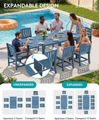 SERWALL 11-Piece Outdoor Dining Set, All Weather HDPE Outdoor Furniture Set - Image 4