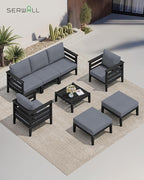 SERWALL HDPE Patio Furniture Set, 8 Pieces Composite Outdoor Furniture - Image 2
