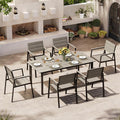 Outdoor Dining Set for 6, Aluminum Patio Table and Chairs Set by Oasbira