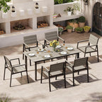 Outdoor Dining Set for 6, Aluminum Patio Table and Chairs Set by Oasbira