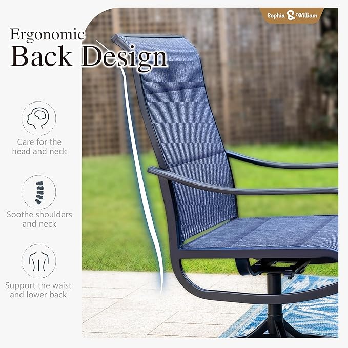 Sophia & William Outdoor Patio Dining Set 9 Pieces, 8 x Textilene Swivel Patio - Image 5