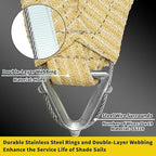 ShadeMart Heavy Duty 12' x 16' Beige Sun Shade Rectangle Pro Ring Shade Sail - Image 3