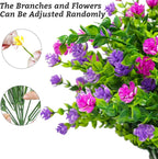 24 Bundles Artificial Fake Flowers Outdoor, 6 Styles UV Resistant No Fade Faux - Image 3