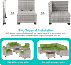 12-Piece Outdoor Patio Furniture Set Wicker Sectional Sofa Set, Patio - Image 3