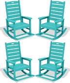 SERWALL Outdoor Rocking Chair Set of 4, Oversized HDPE Patio Rocking Chair by SERWALL