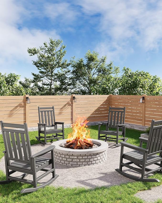 HDPE Rocking Chair Outdoor Set of 4 by Garvee