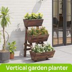 3-Tiers Wooden Raised Garden Bed Tiered Planter Box Flower Pots Vertical Garden - Image 6