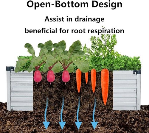 2 Pack 8x2x1FT Galvanized Raised Garden Beds Kit Outdoor Metal Gardening - Image 2